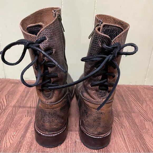New Bed Stu Anthropologie Newark Distressed Lace‎ Up Riding Western Boots 9.5 - Picture 7 of 11